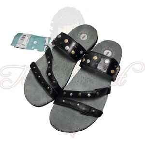 Revitalign Black Playa Open Toe Backless Slides